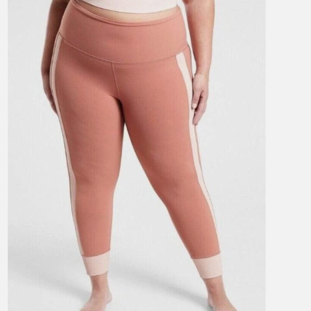 NWT Athleta 3X Palermo Pink Elation Rib Trim 7/8 Tight Leggings